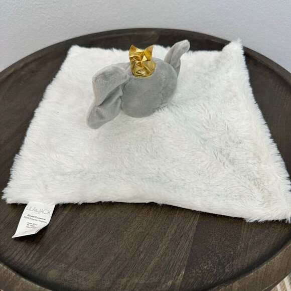 Lila & Jack Baby Elephant Gold Crown Security Blanket Lovey White Grey - Picture 5 of 9